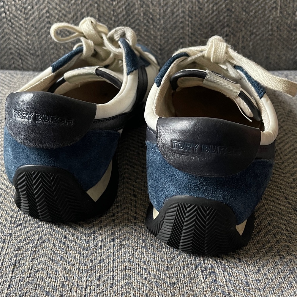 Tory Burch Navy and White Suede-Trim Sneakers - Picture 7 of 16